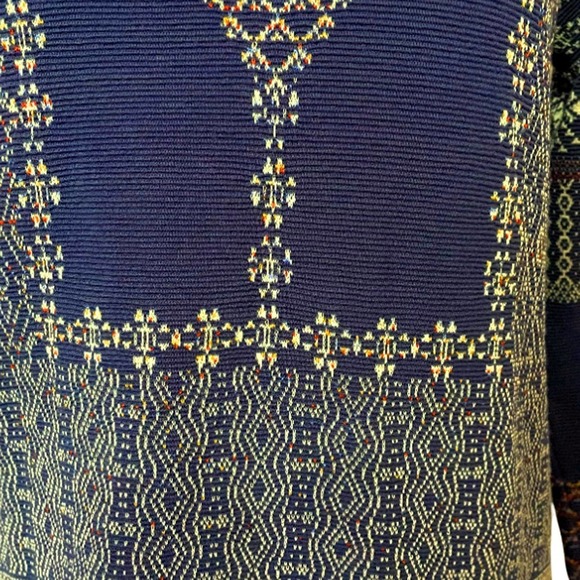 BCBGMAXAZRIA Pullover Shift Navy Print Sweater 3/4 Sleeve Dress - Picture 4 of 8